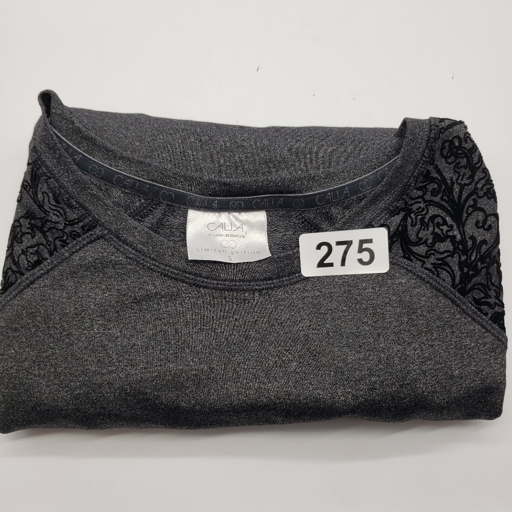𝅺calia Carrie Underwood women US Small grey caviar black raglan top Limited Ed - Picture 10 of 11